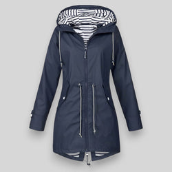 Women's Waterproof Rain Jacket with Adjustable Drawcord Waist and Hooded Zip - Lightweight & Breathable Outdoor Coat
