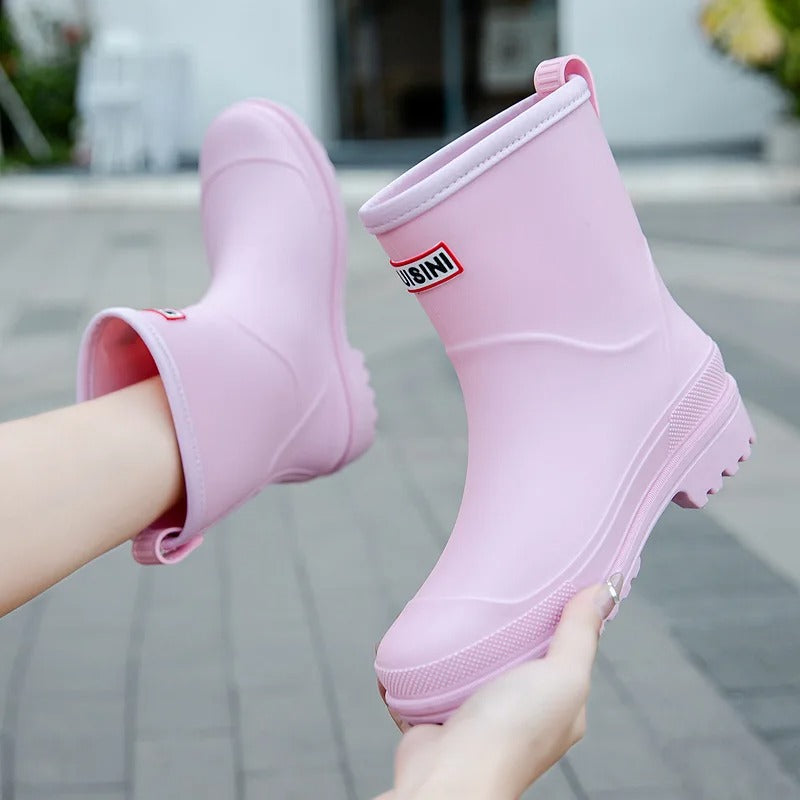 Women's Mid-Calf Waterproof Rain Boots - Non-Slip Sole for Ultimate Grip & Comfort