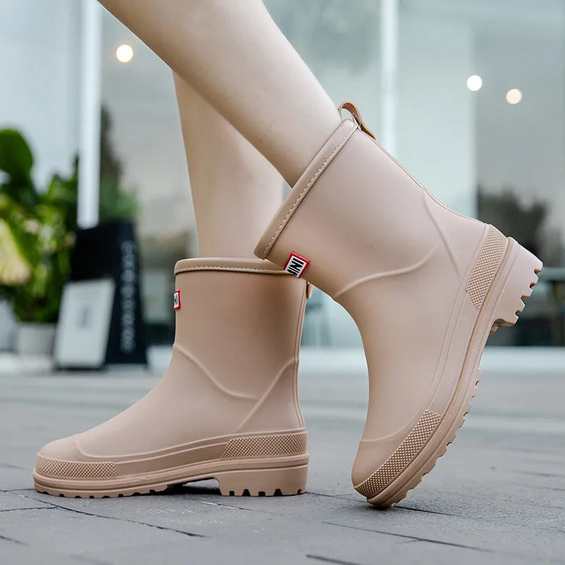 Women's Mid-Calf Waterproof Rain Boots - Non-Slip Sole for Ultimate Grip & Comfort