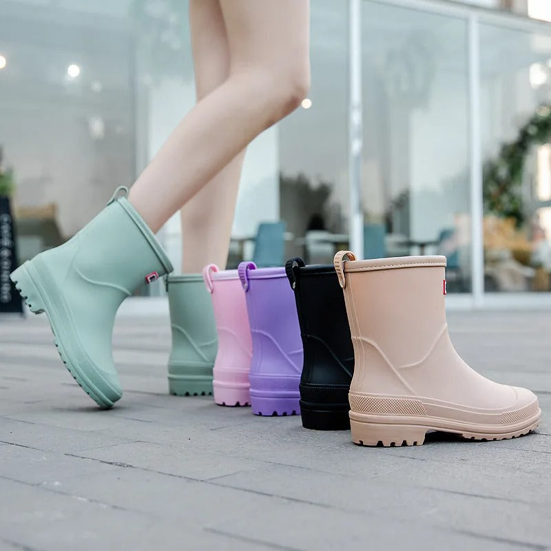 Women's Mid-Calf Waterproof Rain Boots - Non-Slip Sole for Ultimate Grip & Comfort