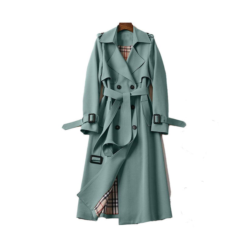 Stylish Women's Double Button Trench Coat - Classic Outerwear for All Seasons