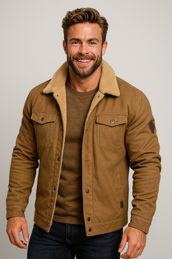 Men's Stylish Lined Bomber Jacket with Button Front, Chest Pockets, and Warm Insulation - Perfect for Casual Wear