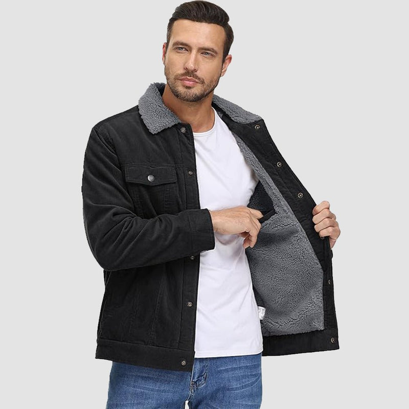 Men's Sherpa-Lined Corduroy Jacket - Warm Winter Coat for Ultimate Comfort