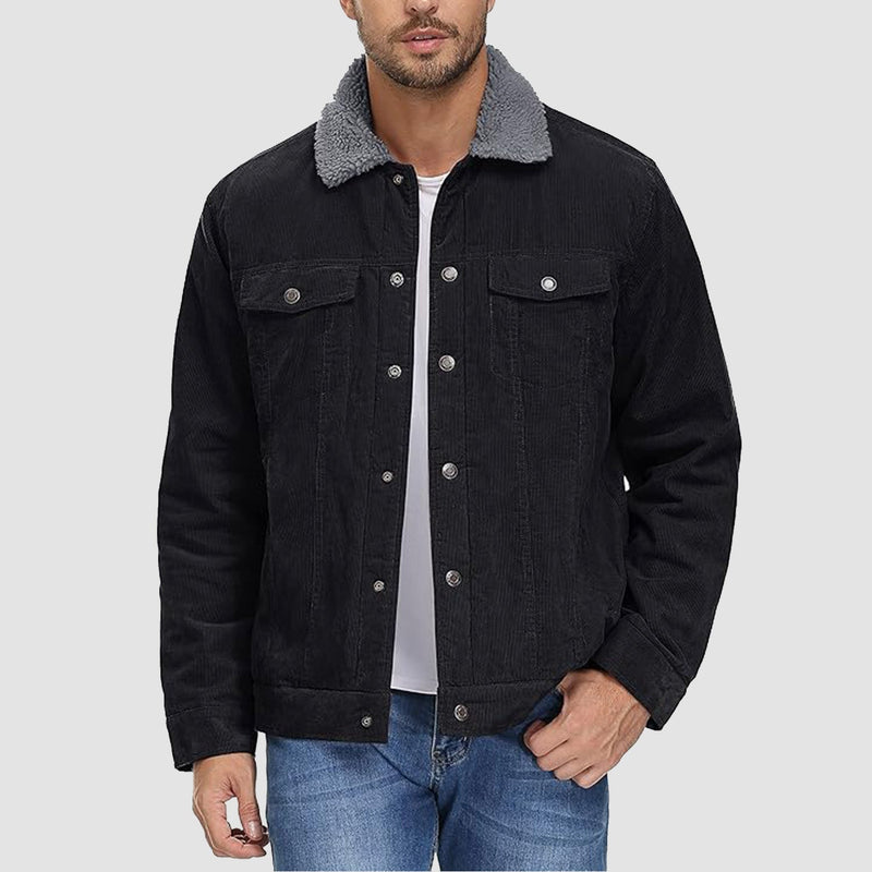 Men's Sherpa-Lined Corduroy Jacket - Warm Winter Coat for Ultimate Comfort