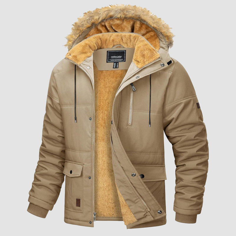 Men's Hooded Fleece-Lined Parka Jacket - Warm Puffer Coat for Ultimate Comfort and Style