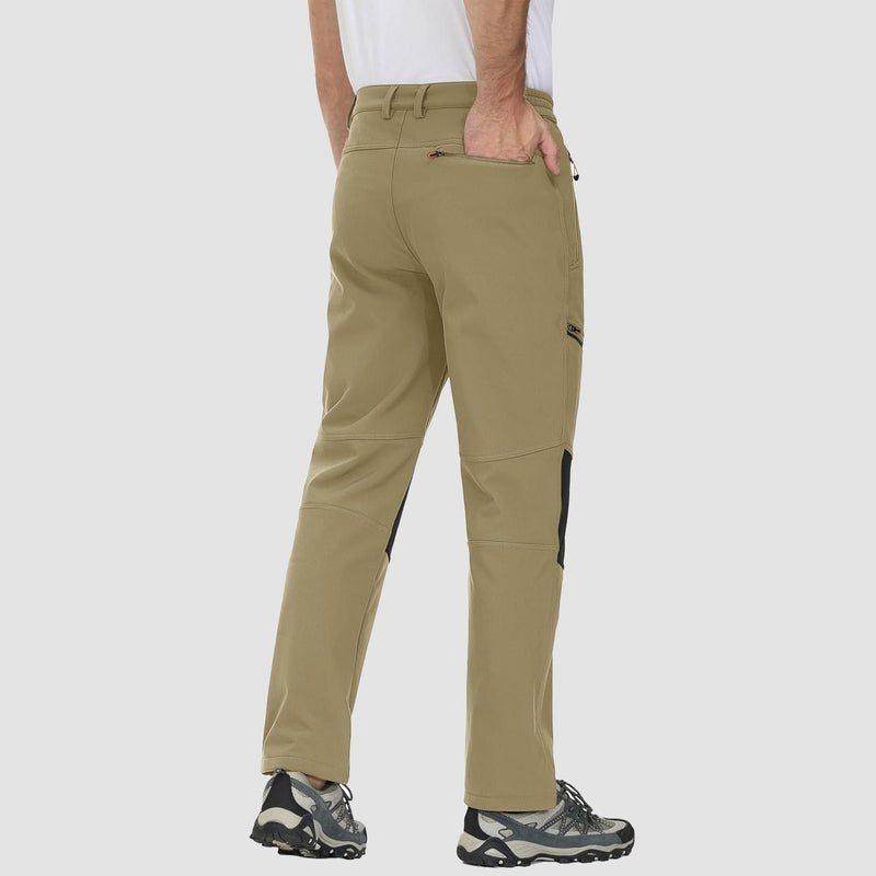 Men's Water-Resistant Fleece-Lined Ski Pants with 4 Zip Pockets - Ultimate Comfort & Warmth for Winter Sports