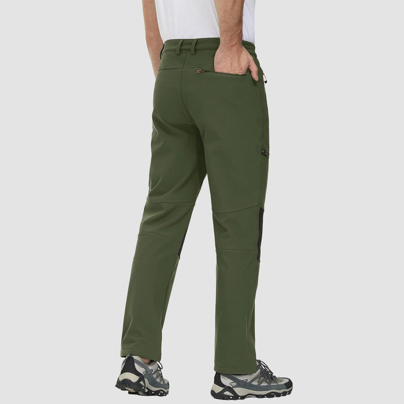 Men's Water-Resistant Fleece-Lined Ski Pants with 4 Zip Pockets - Ultimate Comfort & Warmth for Winter Sports