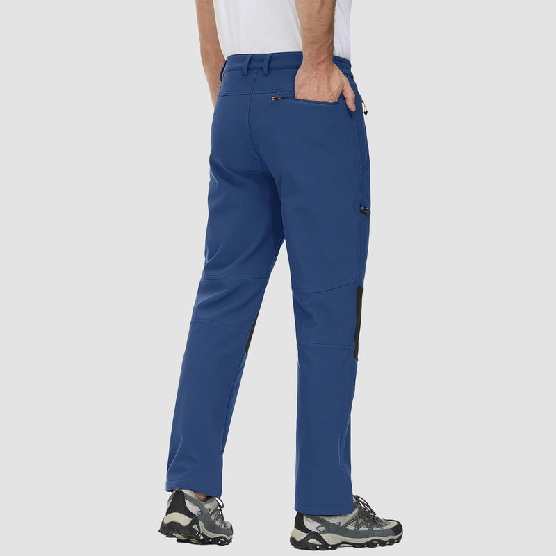 Men's Water-Resistant Fleece-Lined Ski Pants with 4 Zip Pockets - Ultimate Comfort & Warmth for Winter Sports
