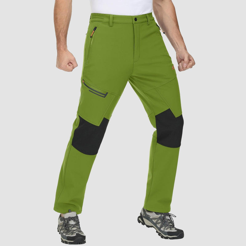 Men's Water-Resistant Fleece-Lined Ski Pants with 4 Zip Pockets - Ultimate Comfort & Warmth for Winter Sports