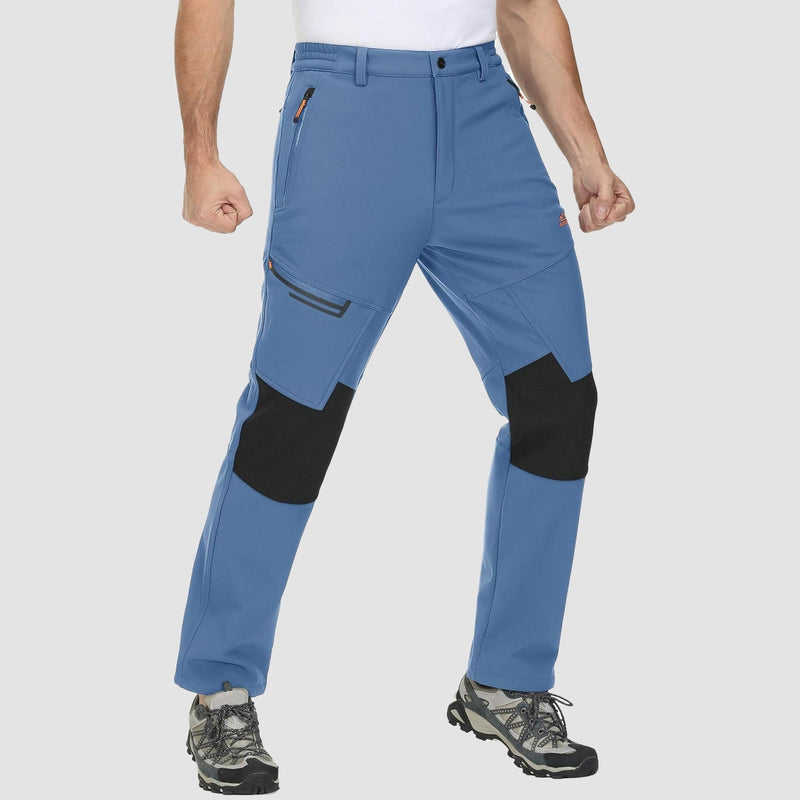 Men's Water-Resistant Fleece-Lined Ski Pants with 4 Zip Pockets - Ultimate Comfort & Warmth for Winter Sports