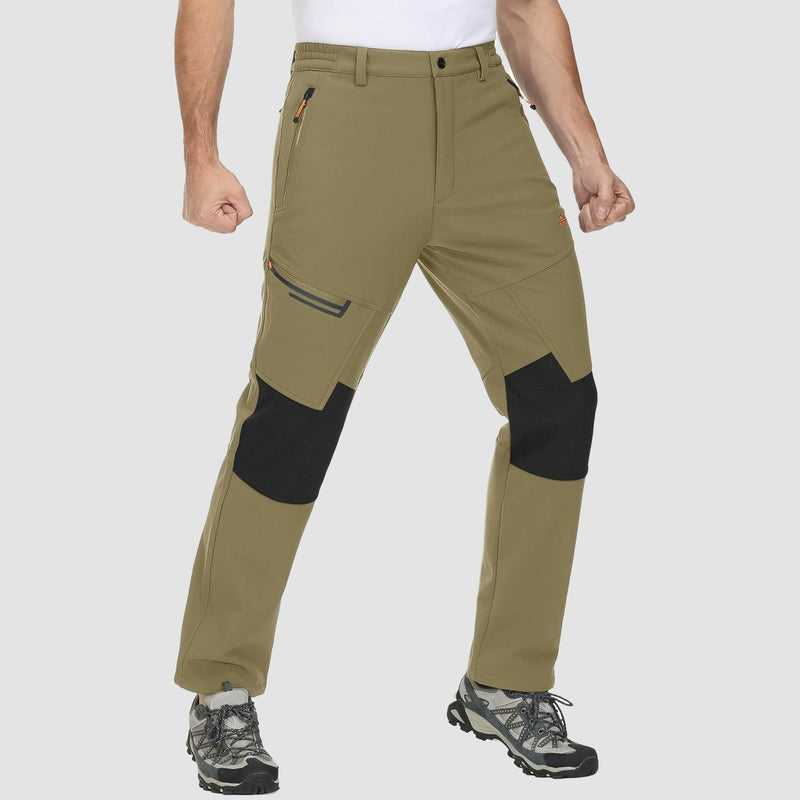 Men's Water-Resistant Fleece-Lined Ski Pants with 4 Zip Pockets - Ultimate Comfort & Warmth for Winter Sports