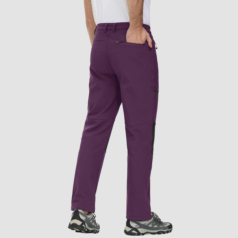 Men's Water-Resistant Fleece-Lined Ski Pants with 4 Zip Pockets - Ultimate Comfort & Warmth for Winter Sports
