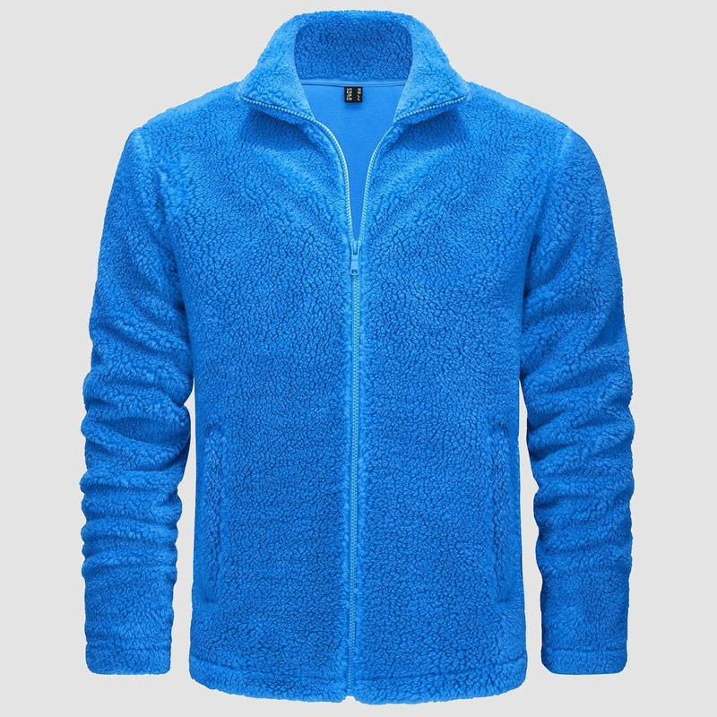 Men's Fluffy Sherpa Fleece Jacket - Full Zip Casual Winter Outerwear for Ultimate Warmth and Comfort