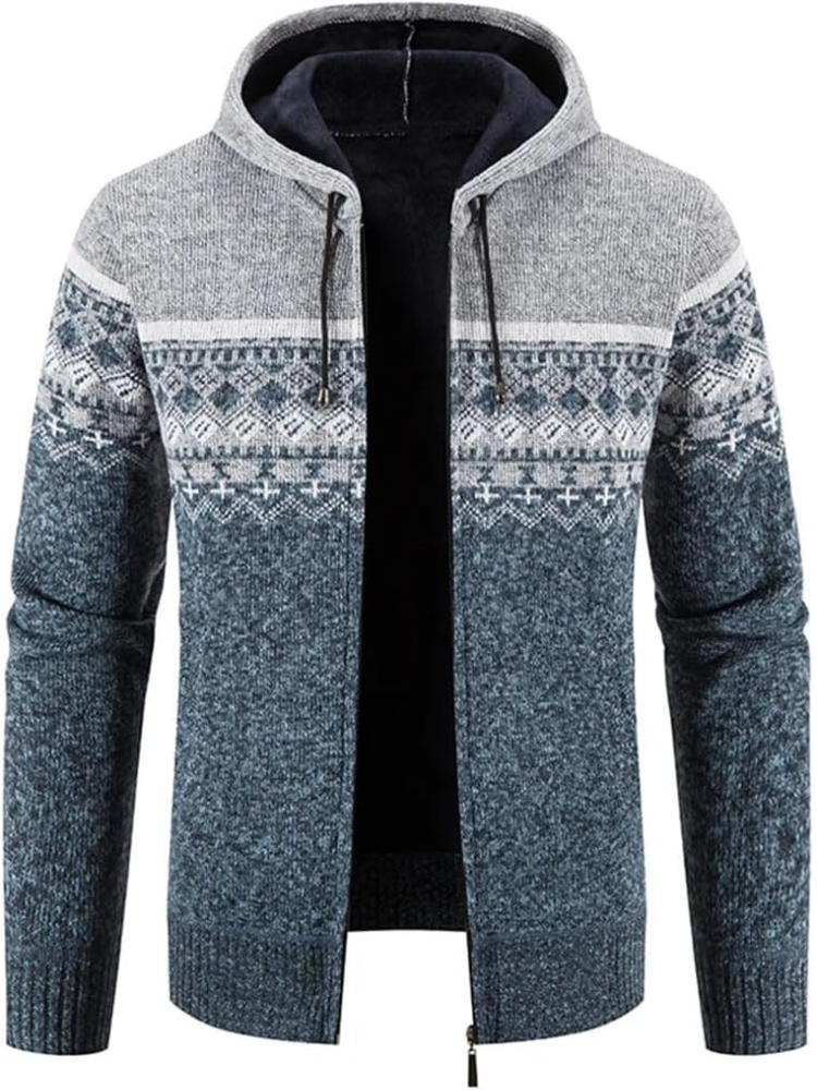 Men's Zip-Up Hoodie Cardigan with Lined Interior, Adjustable Drawstring Hood, and Comfortable Fit - Perfect for Casual Wear and Outdoor Activities