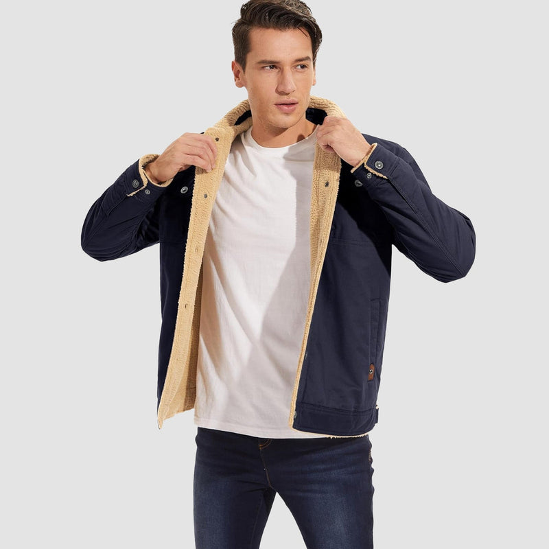 Men's Sherpa Lined Jacket with Multiple Pockets - Warm, Stylish & Functional Outerwear
