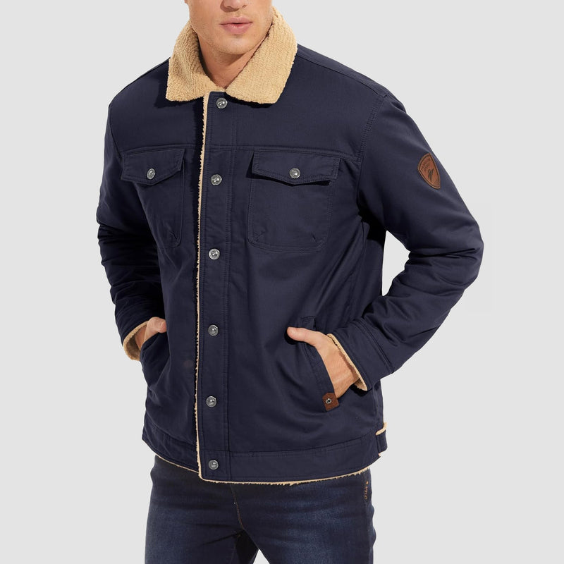 Men's Sherpa Lined Jacket with Multiple Pockets - Warm, Stylish & Functional Outerwear