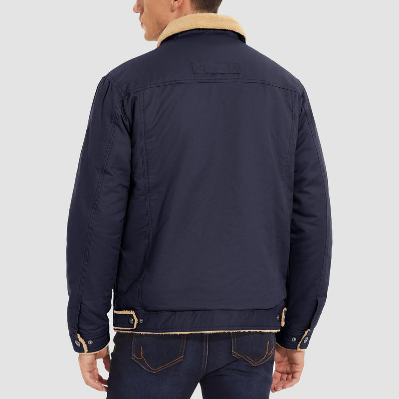 Men's Sherpa Lined Jacket with Multiple Pockets - Warm, Stylish & Functional Outerwear