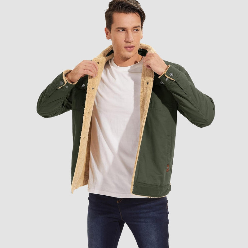 Men's Sherpa Lined Jacket with Multiple Pockets - Warm, Stylish & Functional Outerwear