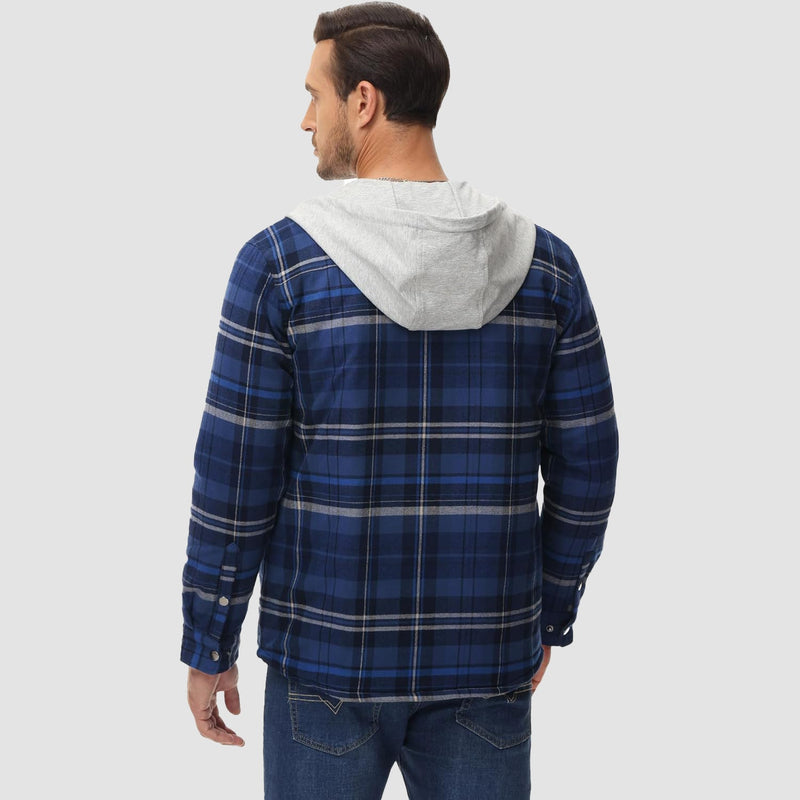 Men's Quilted Flannel Jacket with Hood - Warm, Stylish & Casual Outerwear for Cold Weather