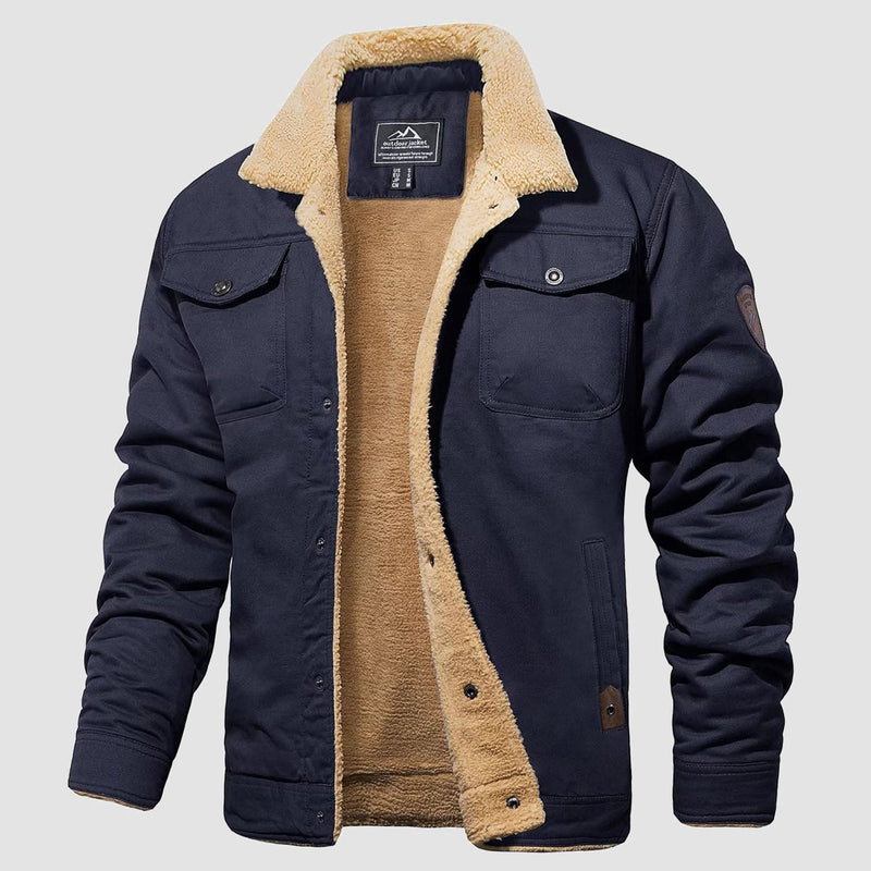 Men's Sherpa Lined Jacket with Multiple Pockets - Warm, Stylish & Functional Outerwear
