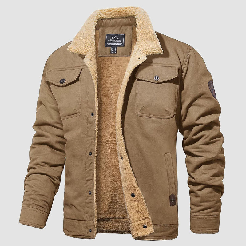 Men's Sherpa Lined Jacket with Multiple Pockets - Warm, Stylish & Functional Outerwear