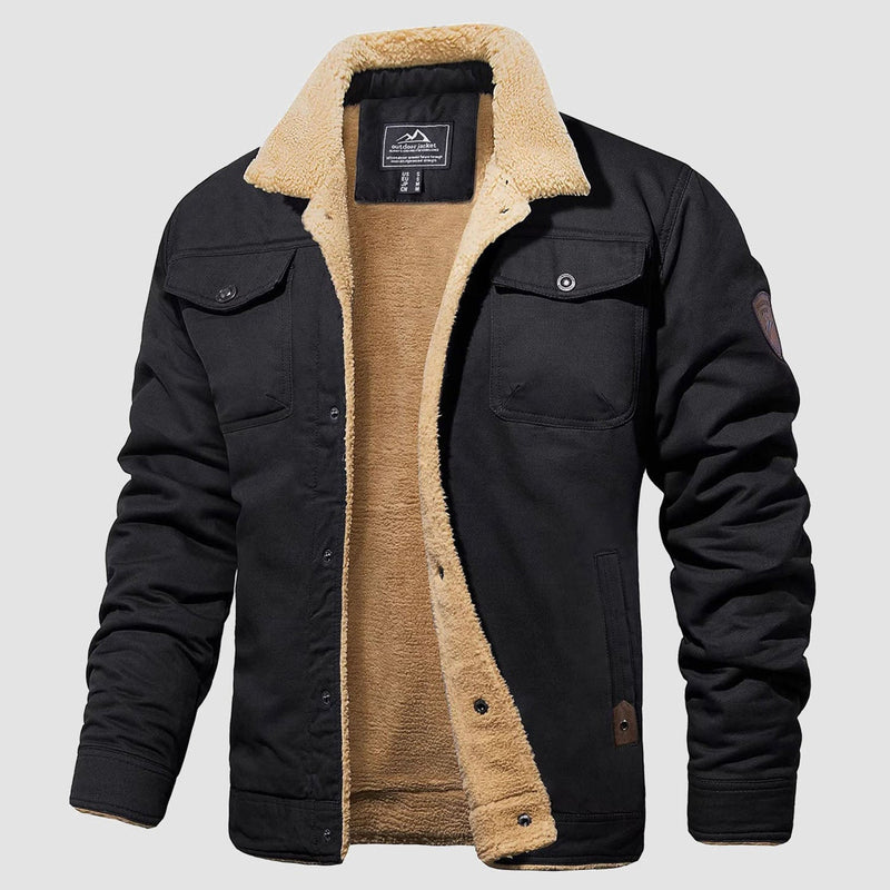 Men's Sherpa Lined Jacket with Multiple Pockets - Warm, Stylish & Functional Outerwear
