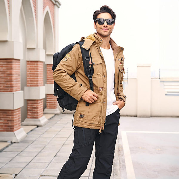 Men's Fleece-Lined Winter Military Parka Jacket - Warm, Waterproof & Stylish Outerwear for Cold Weather