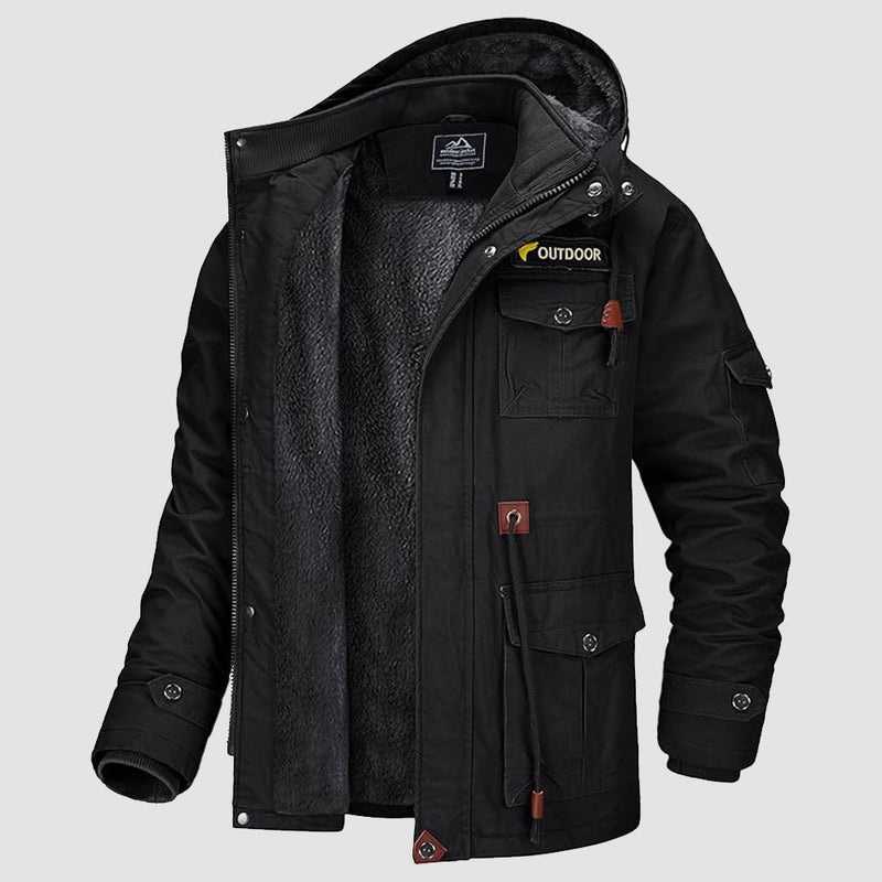 Men's Fleece-Lined Winter Military Parka Jacket - Warm, Waterproof & Stylish Outerwear for Cold Weather