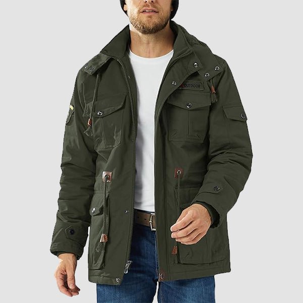 Men's Fleece-Lined Winter Military Parka Jacket - Warm, Waterproof & Stylish Outerwear for Cold Weather