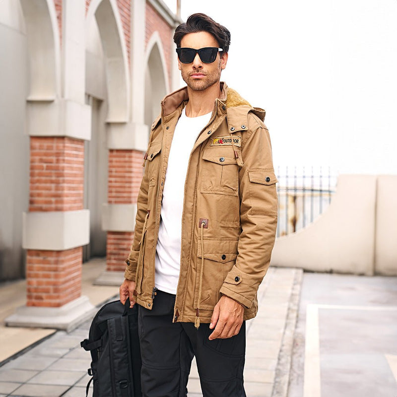 Men's Fleece-Lined Winter Military Parka Jacket - Warm, Waterproof & Stylish Outerwear for Cold Weather