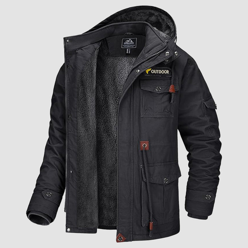 Men's Fleece-Lined Winter Military Parka Jacket - Warm, Waterproof & Stylish Outerwear for Cold Weather