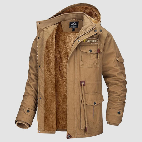Men's Fleece-Lined Winter Military Parka Jacket - Warm, Waterproof & Stylish Outerwear for Cold Weather