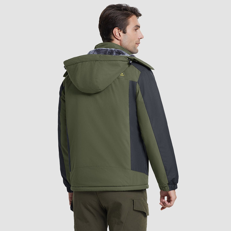Men's Water-Resistant Ski Jacket - Insulated Fleece Lined Winter Coat for Cold Weather