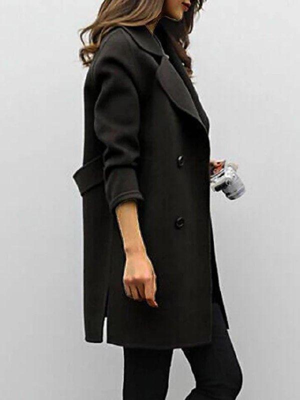 Stylish Women's Double-Breasted Trench Coat with Notched Lapel - Classic Outerwear for Every Season