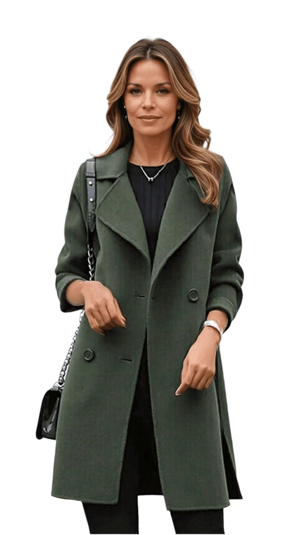 Stylish Women's Double-Breasted Trench Coat with Notched Lapel - Classic Outerwear for Every Season
