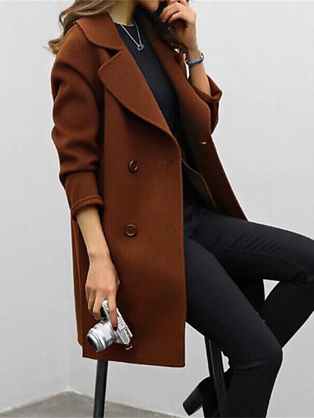 Stylish Women's Double-Breasted Trench Coat with Notched Lapel - Classic Outerwear for Every Season