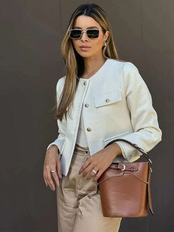 Tailored Fit Women's Tweed Blazer - Stylish & Elegant Outerwear for Every Occasion