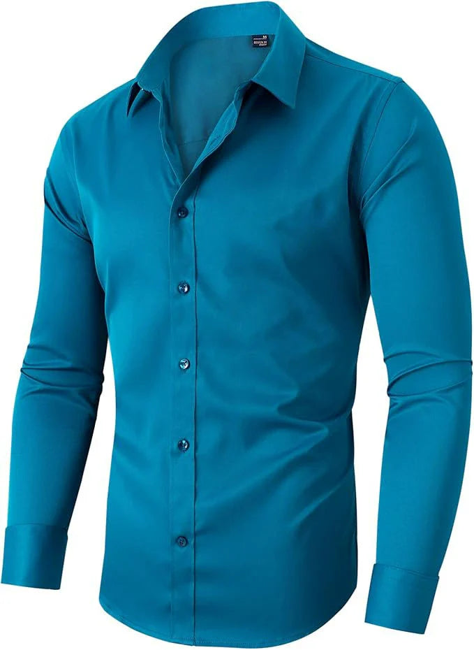 Men's Non-Iron Stretch Dress Shirt - Wrinkle-Free, Comfortable Fit, Perfect for Work & Formal Events