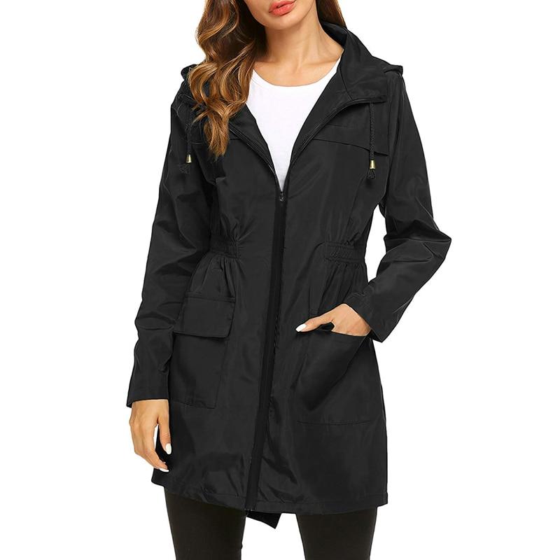 Women's Waterproof Windbreaker Jacket with Hood & Zip Closure - Lightweight, Breathable Outdoor Jacket for All Weather