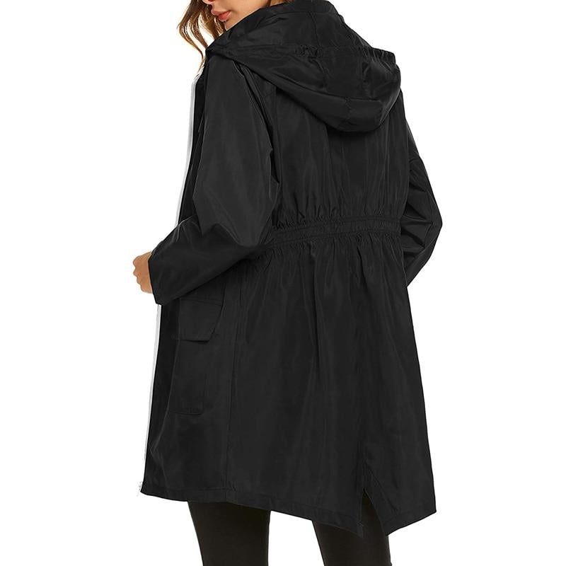 Women's Waterproof Windbreaker Jacket with Hood & Zip Closure - Lightweight, Breathable Outdoor Jacket for All Weather