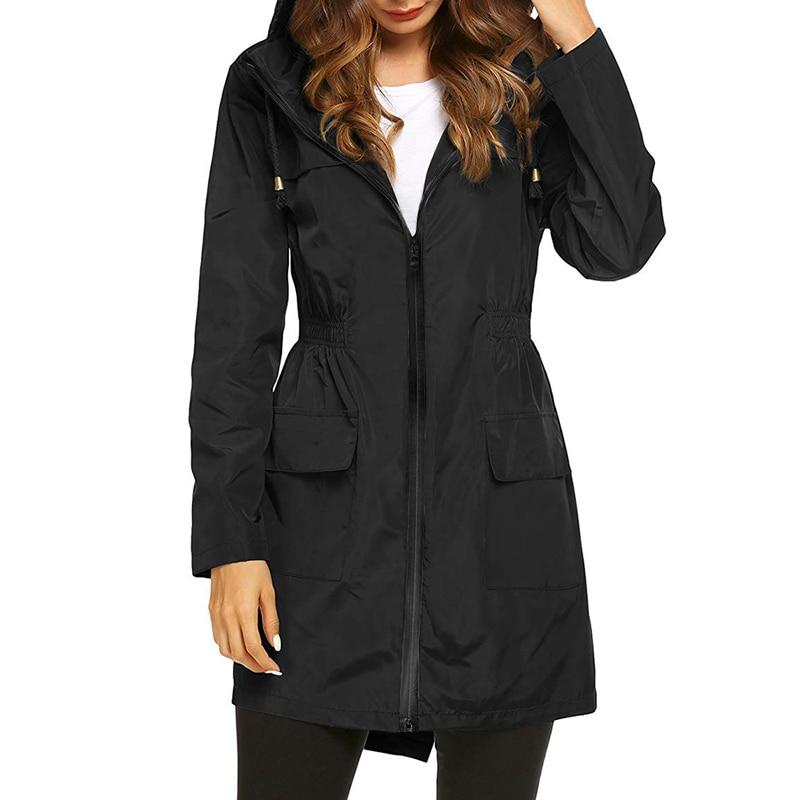 Women's Waterproof Windbreaker Jacket with Hood & Zip Closure - Lightweight, Breathable Outdoor Jacket for All Weather