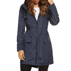 Women's Waterproof Windbreaker Jacket with Hood & Zip Closure - Lightweight, Breathable Outdoor Jacket for All Weather
