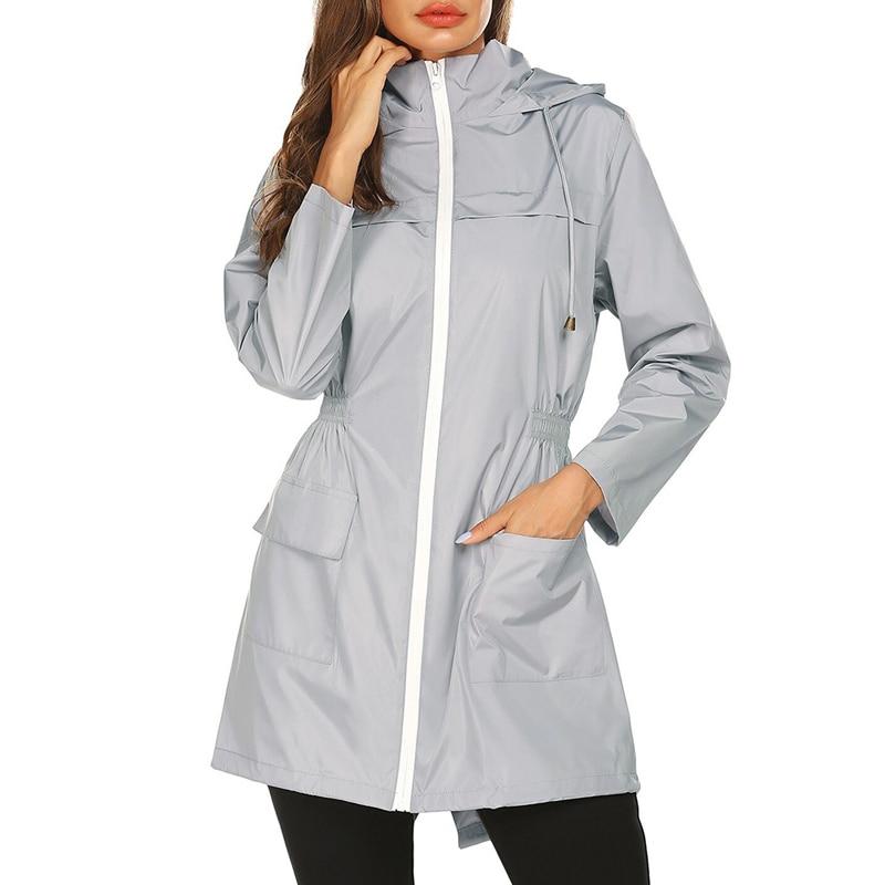 Women's Waterproof Windbreaker Jacket with Hood & Zip Closure - Lightweight, Breathable Outdoor Jacket for All Weather