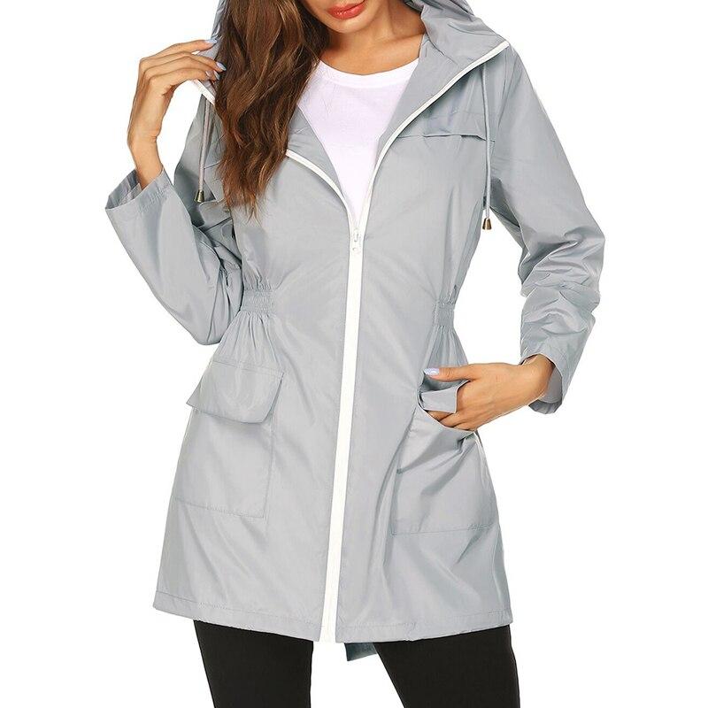 Women's Waterproof Windbreaker Jacket with Hood & Zip Closure - Lightweight, Breathable Outdoor Jacket for All Weather