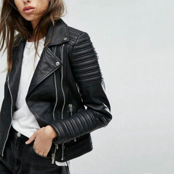 Avencea Women's Biker Leather Jacket - 2024 Edition | Stylish & Durable Motorcycle Jacket for Women