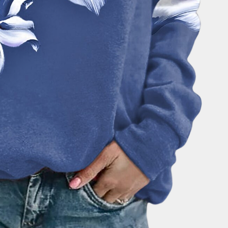 Women's Floral Print Sweatshirt - Soft & Breathable Fabric - Relaxed Fit Long Sleeve Top