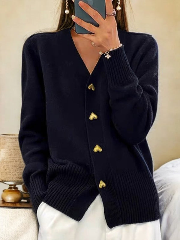 Women's Lightweight Button-Up Knit Cardigan - Soft & Warm Layering Essential