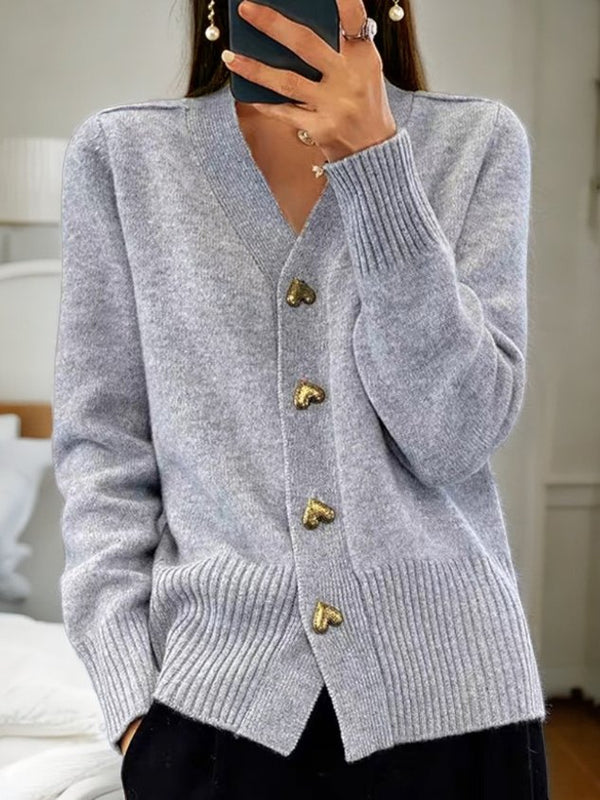 Women's Lightweight Button-Up Knit Cardigan - Soft & Warm Layering Essential