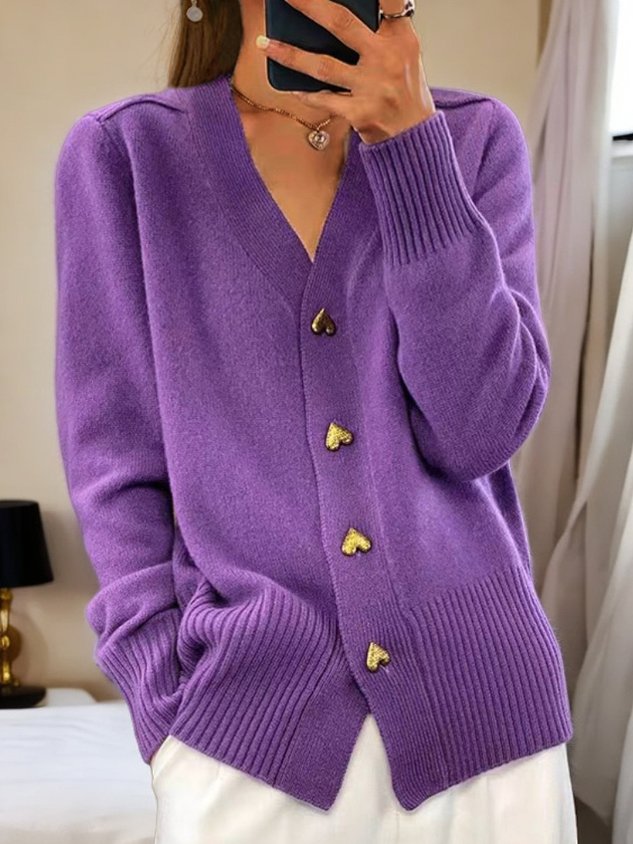 Women's Lightweight Button-Up Knit Cardigan - Soft & Warm Layering Essential