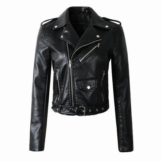 Stylish Women's PU Leather Jacket with Trendy Washed Finish - Perfect for Any Occasion